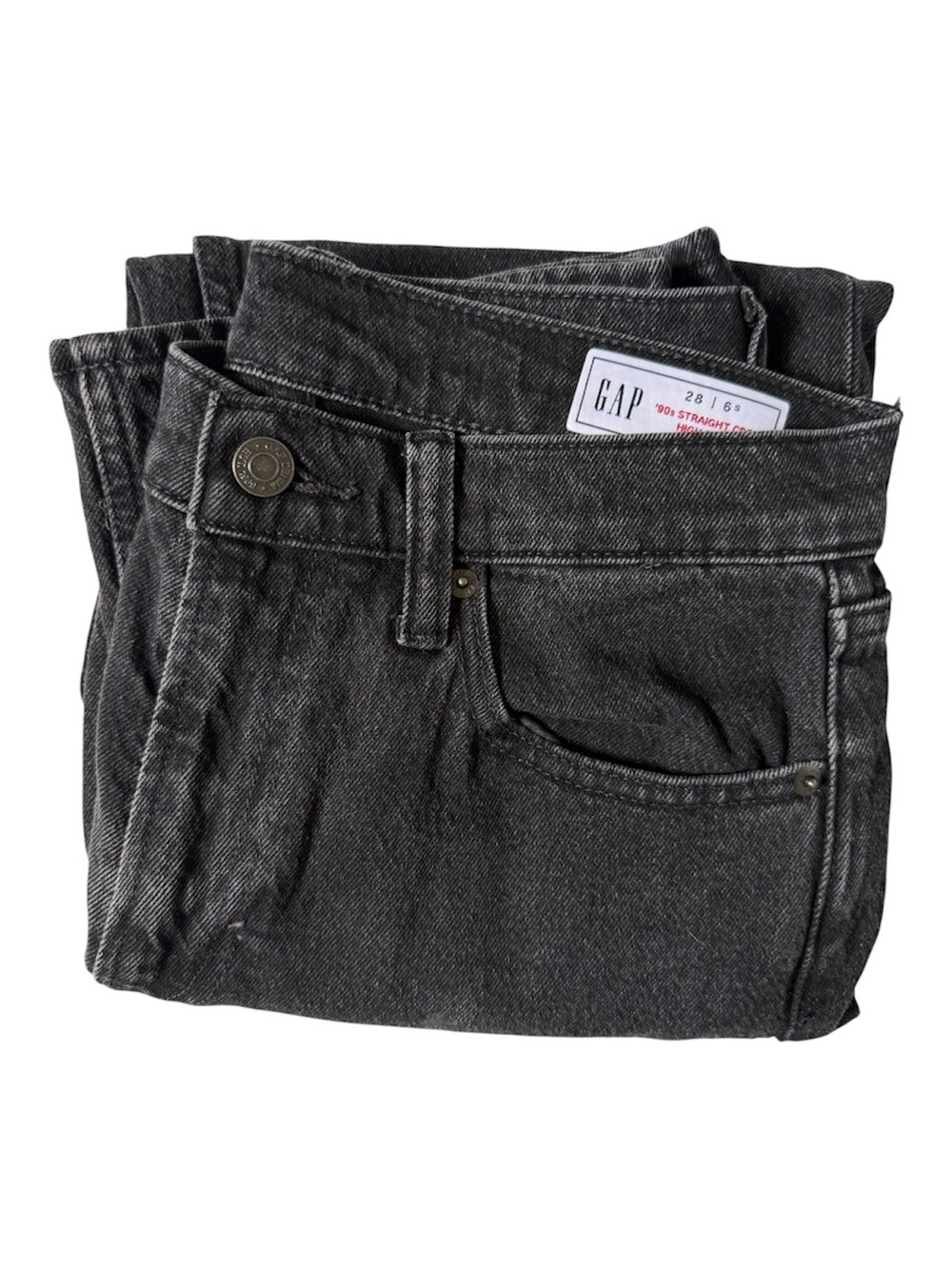 GAP 90s Slim Straight Crop High-Rise Jeans Black 28S/6S Like New